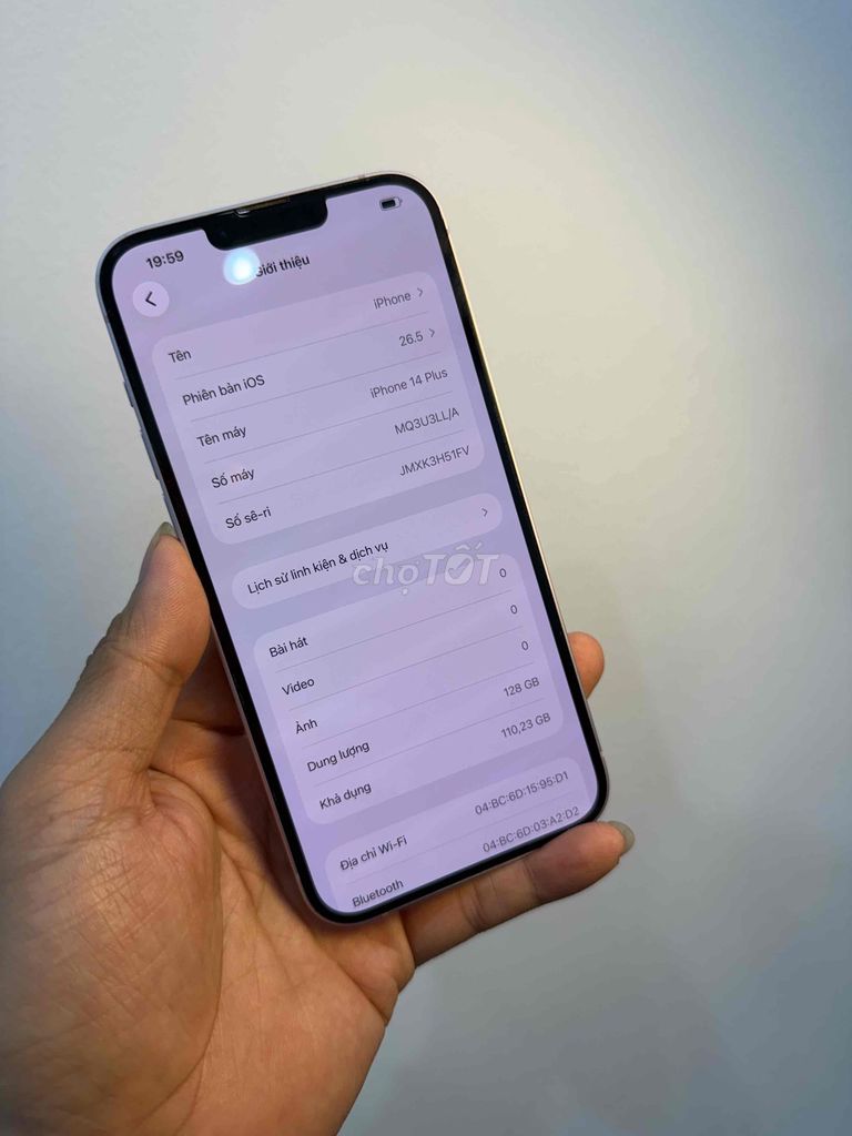 Apple iPhone 14 Plus 128GB Tím nhạt Mỹ pin 100%. Mua bán Điện thoại tại Quận Đống Đa Hà Nội được đăng bởi Ng Hoang Anh hình 1