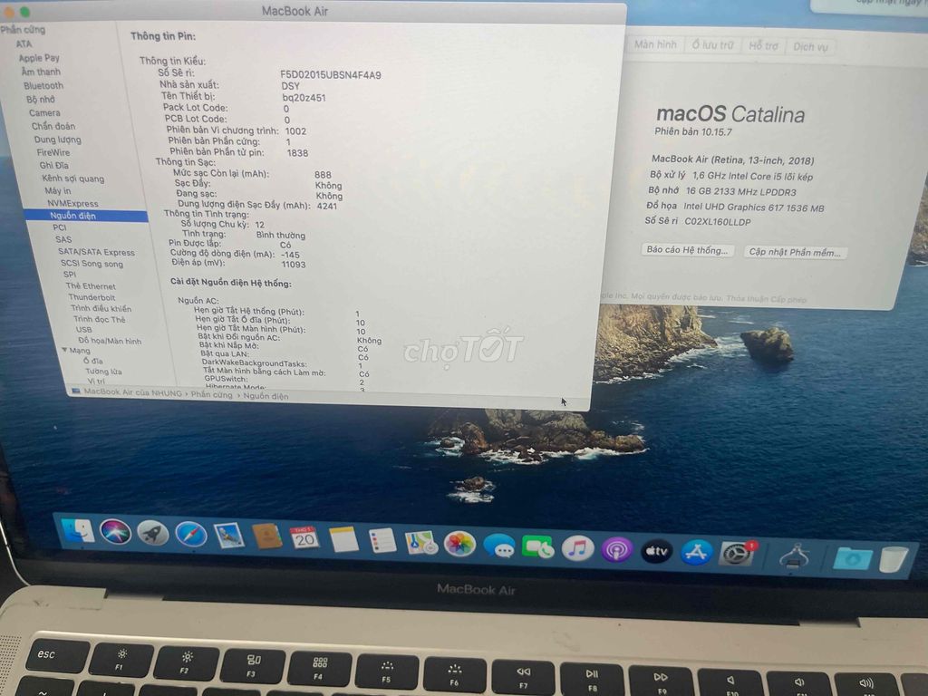 Bán macbook air 2018 i5/16/512