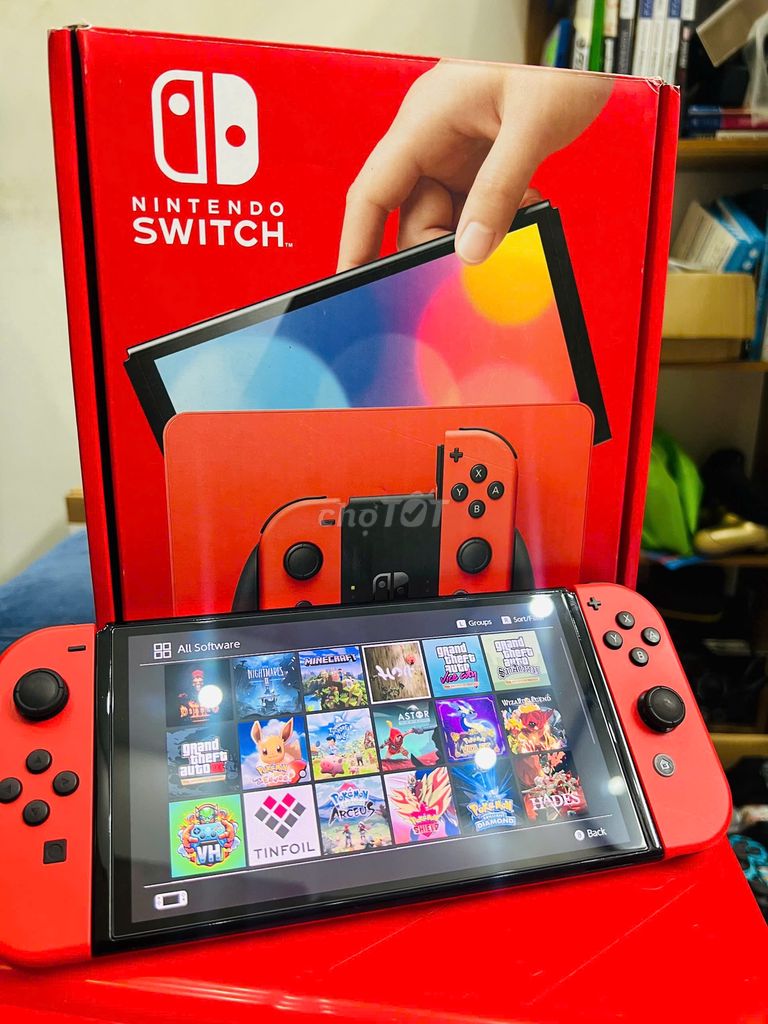 Máy nintendo switch oled mario hack 256gb