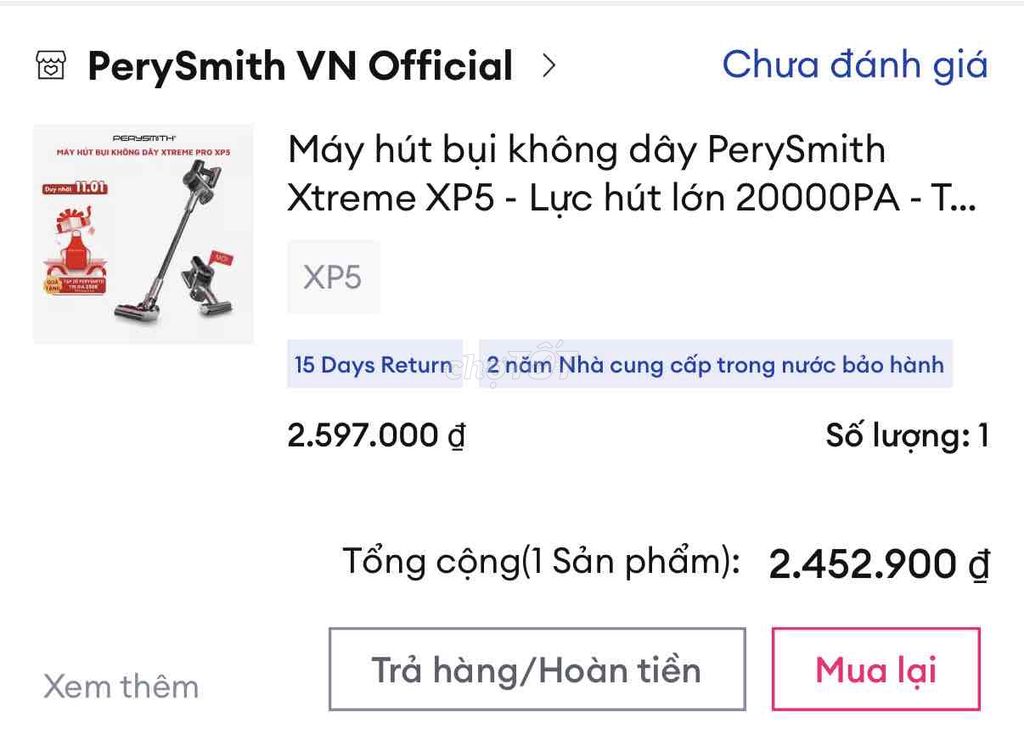 Thanh lý máy hút bụi không dây Pery Smith Mỹ. Mua bán Nội thất, đồ gia dụng khác tại Quận Phú Nhuận Tp Hồ Chí Minh được đăng bởi Quynh hình 1