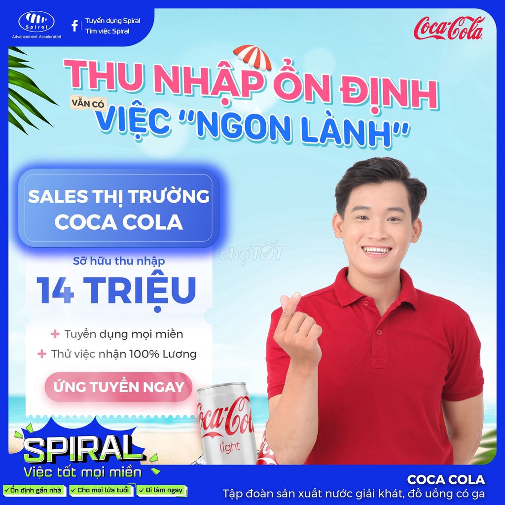 COCACOLA TUYỂN NV SALE TT TẠI HUYỆN PHÚ VANG, HUẾ