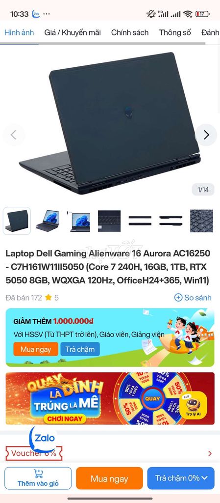 Dell Alienware 16 i7 16GB/1TB Đen. Mua bán Laptop tại Thành phố Quảng Ngãi Quảng Ngãi được đăng bởi Thành Dat hình 1