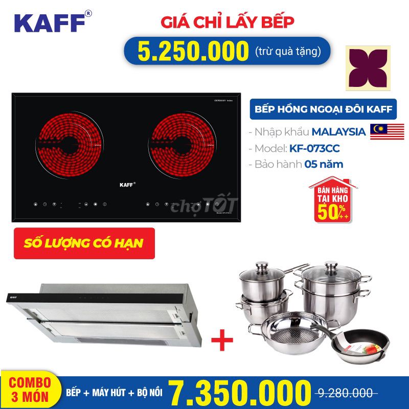 Bếp hồng ngoại đôi cảm ứng KAFF KF-073CC(BH 5 năm)