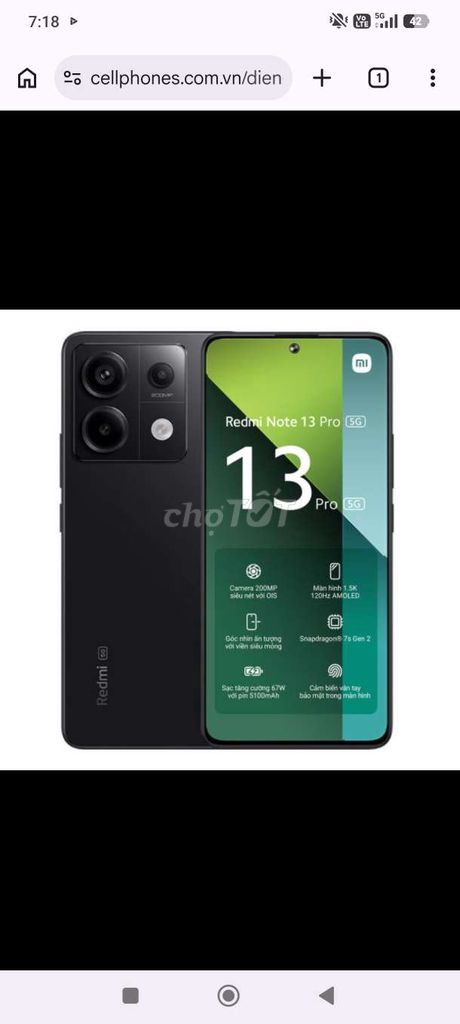 Xiaomi Redmi Note 13 Pro 5G 256GB Đen. Mua bán Điện thoại tại Quận Bình Tân Tp Hồ Chí Minh được đăng bởi kim anh hình 1