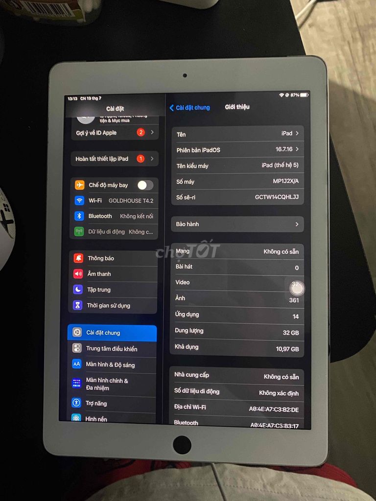 Apple iPad thế hệ 5 32GB Bạc Hư nút home. Mua bán Máy tính bảng tại Quận Gò Vấp Tp Hồ Chí Minh được đăng bởi Xíu hình 1