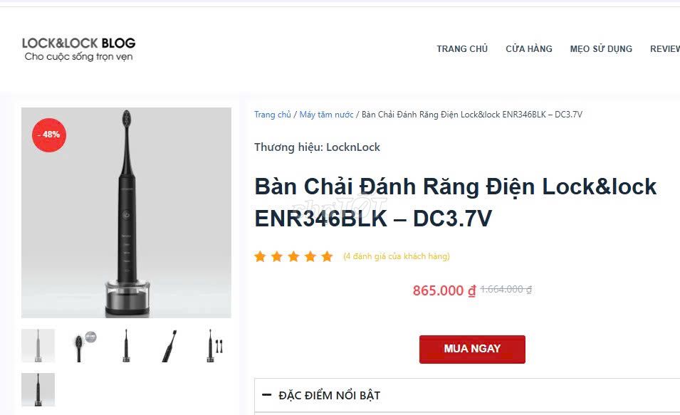 Bàn chải điện Lock&Lock ENR346BLK Đen. Mua bán Thiết bị vệ sinh, nhà tắm tại Quận 4 Tp Hồ Chí Minh được đăng bởi NGUYEN MR hình 1