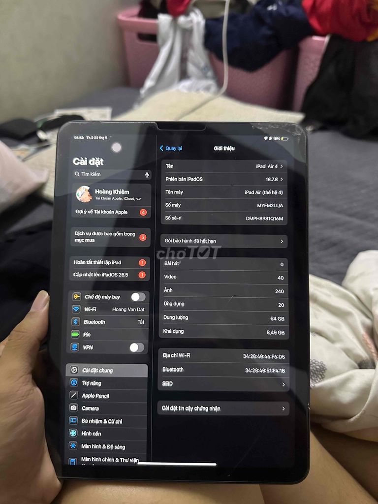 Apple iPad Air 4 Xám 64 GB. Mua bán Máy tính bảng tại Huyện Xuân Lộc Đồng Nai được đăng bởi Toàn Nguyễn hình 1