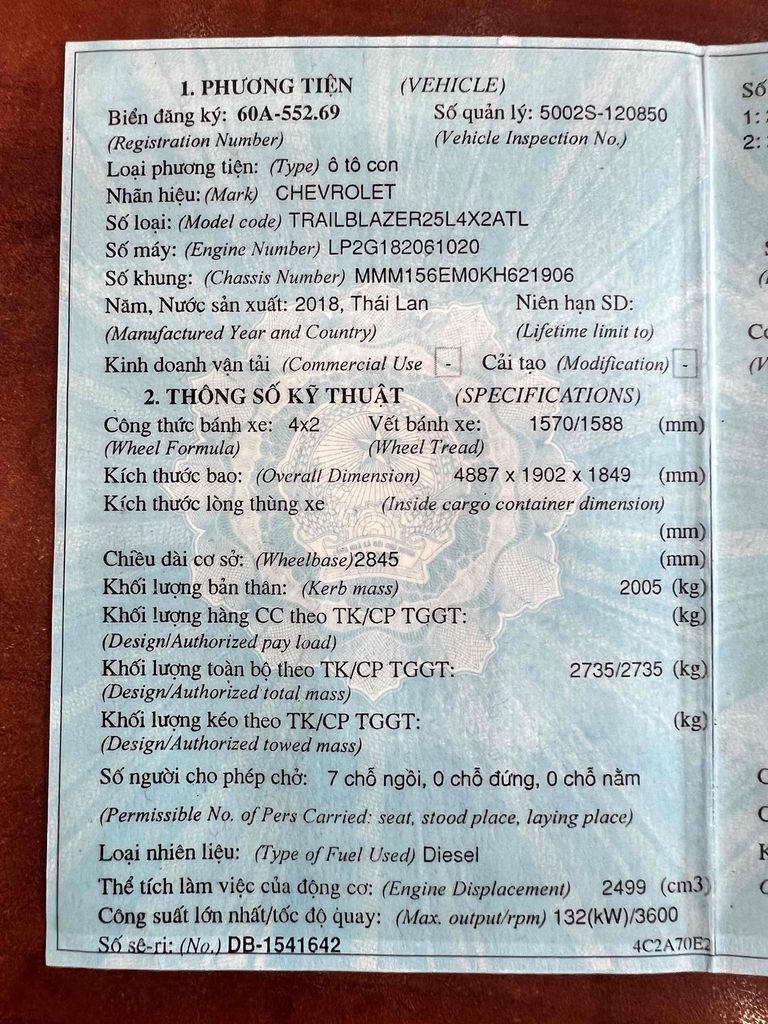 Chevolet Trablaizer 2018 Tự Động Dầu 4x2. Mua bán Ô tô tại Thành phố Thủ Đức Tp Hồ Chí Minh được đăng bởi Anh Việt hình 20