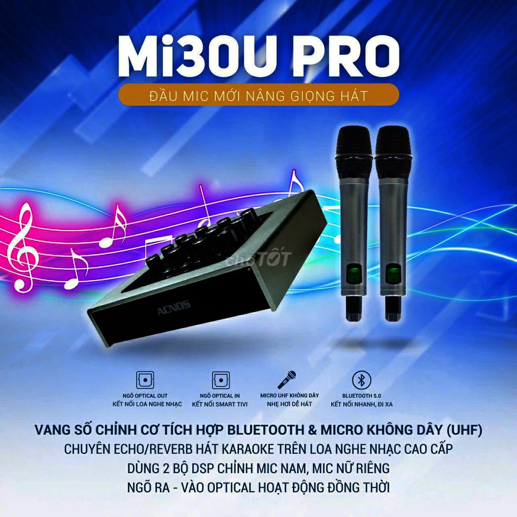 Vang cơ mini Acnos Mi30U pro + kèm 2 micro nhôm