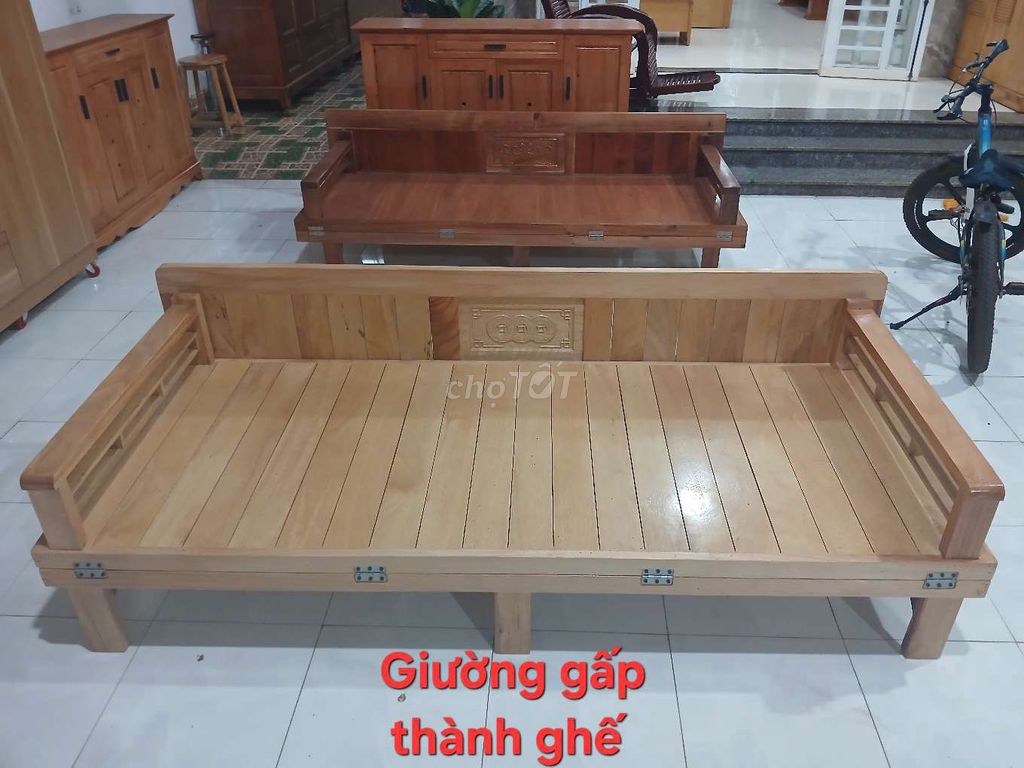 Giường gấp Gỗ Vàng gỗ Tiết kiệm không gian. Mua bán Giường, chăn ga gối nệm tại Thành phố Buôn Ma Thuột Đắk Lắk được đăng bởi Nội thất đồ gỗ Thành Luân hình 1