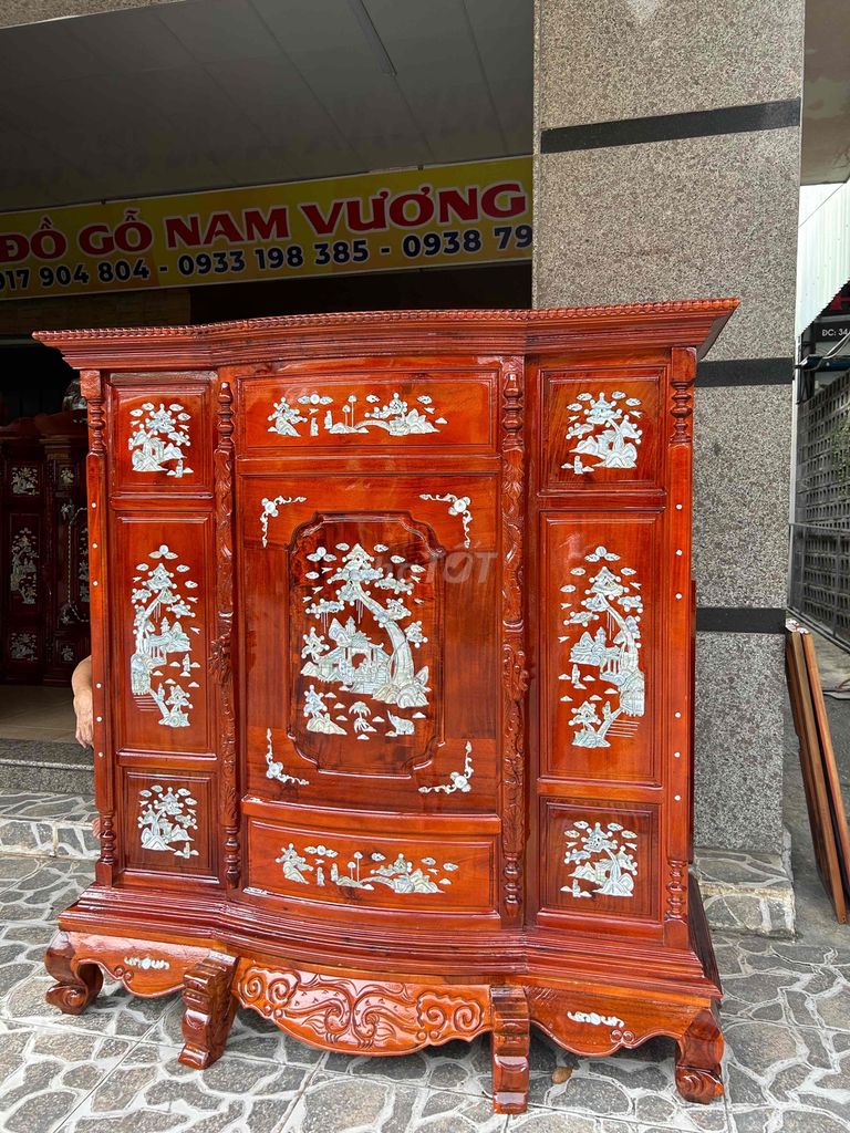 tủ thờ 6 chân tràm bông vàng