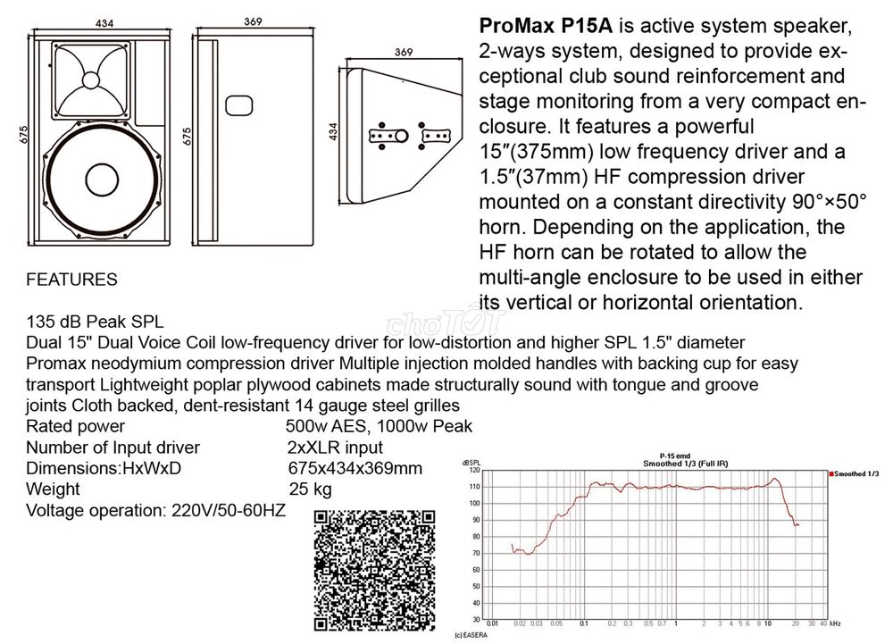 0903915408 - Loa Promax P15AR có công suất