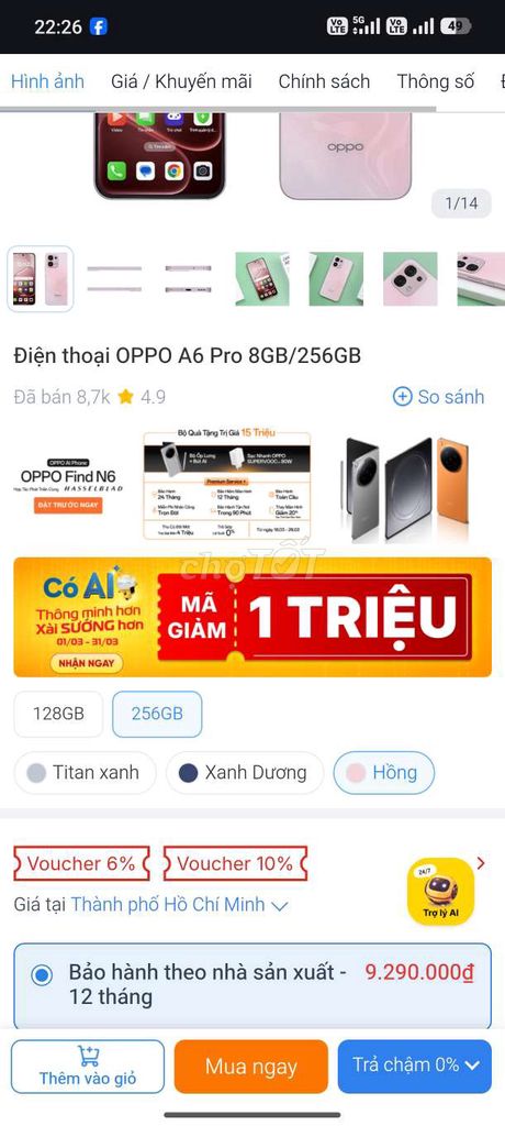 Oppo A6 Pro 256GB Hồng. Mua bán Điện thoại tại Thị xã Phú Mỹ Bà Rịa - Vũng Tàu được đăng bởi Shark Store Phú Mỹ hình 1