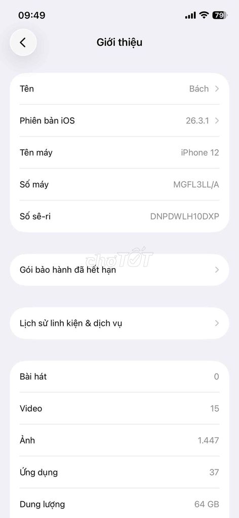 Apple iPhone 12 64GB Đen Đã thay pin. Mua bán Điện thoại tại Quận Ninh Kiều Cần Thơ được đăng bởi Bách hình 1