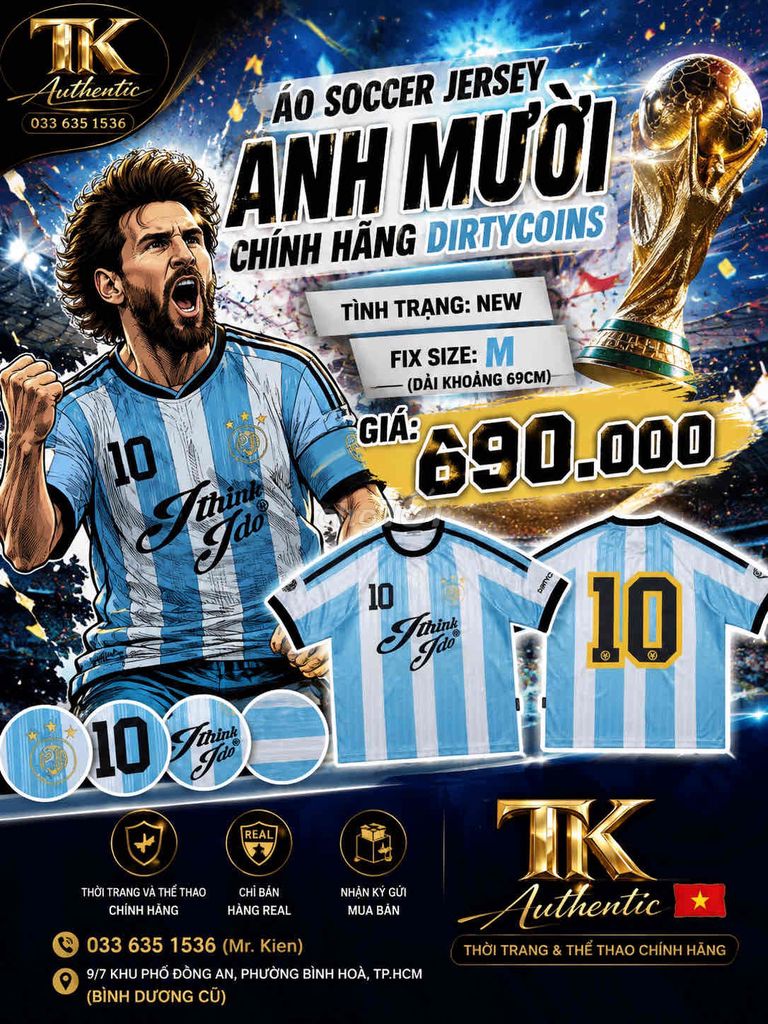 Áo bóng đá DIRTYCOINS Anh Mười Messi. Mua bán Quần áo tại Thành phố Thuận An Bình Dương được đăng bởi Trọng nghĩa hình 1