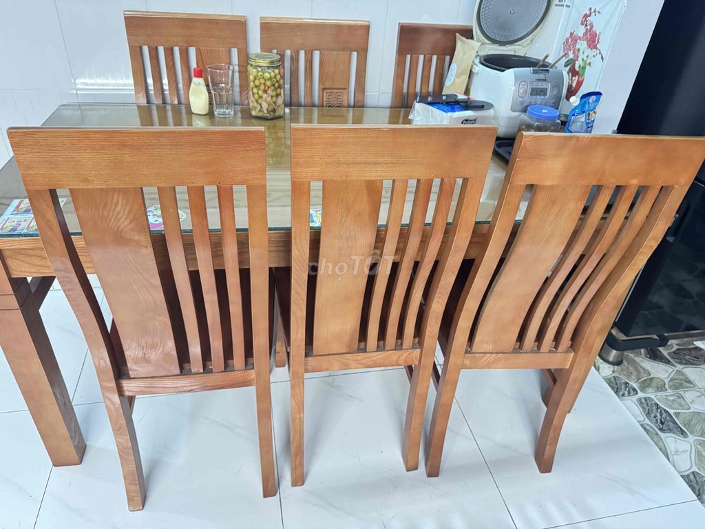 Bộ bàn ăn gỗ xoan đào 6 ghế 1.6m. Mua bán Bàn ghế tại Quận 12 Tp Hồ Chí Minh được đăng bởi Trâm anh hình 1