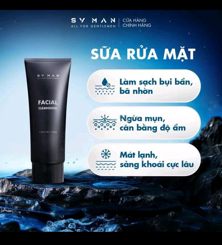 Combo Sv man : Dầu gội, sữa rửa mặt, dung dịch vs