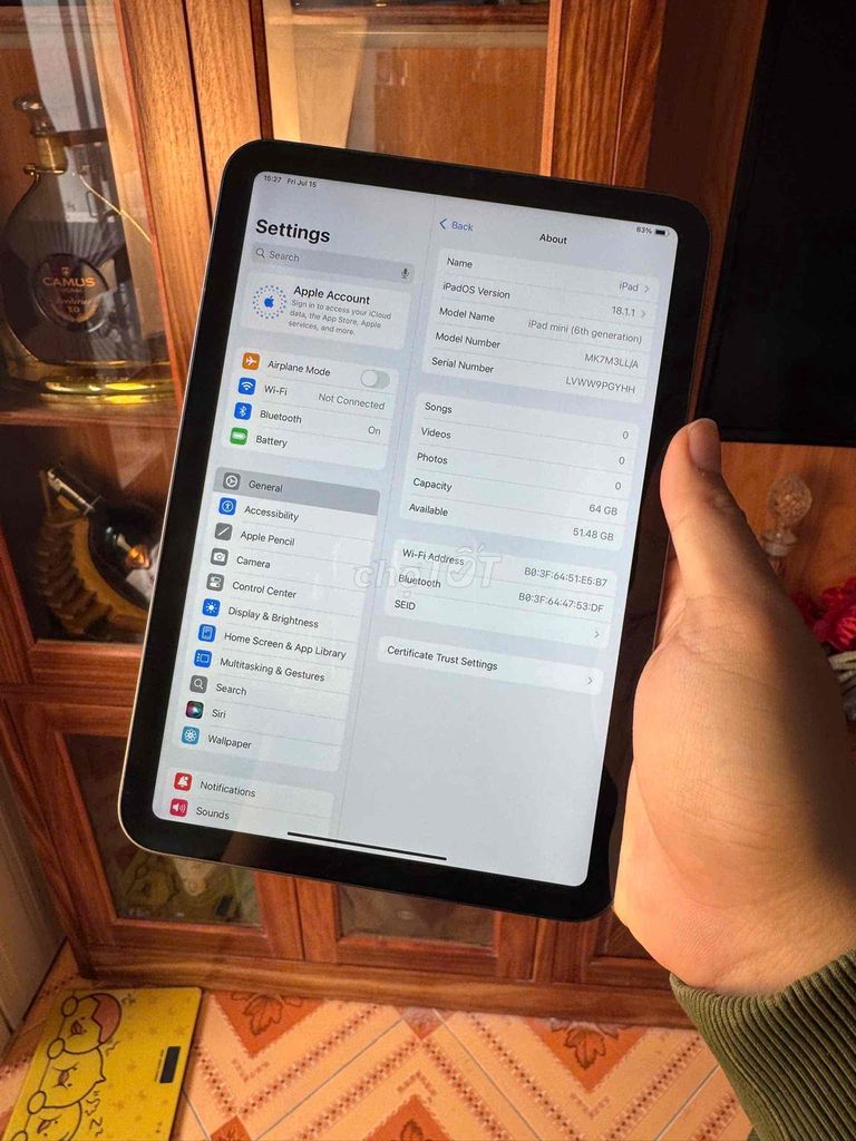 iPad Mini 6 64gb wifi , máy đẹp chạm keng , pin100