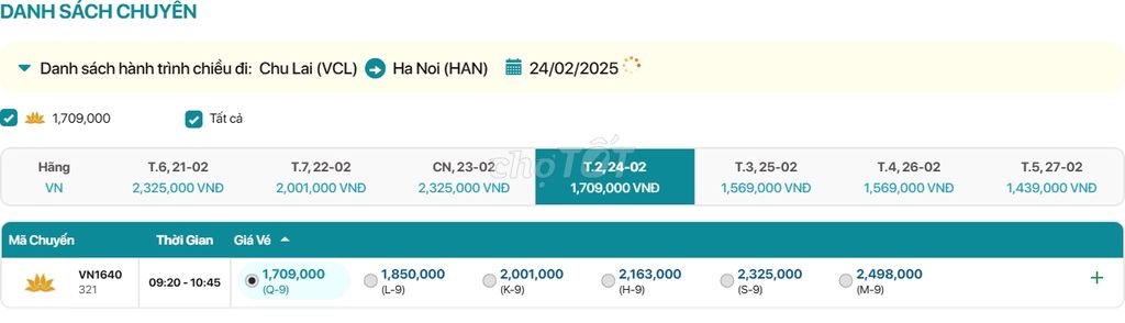 Chu Lai - Hà Nội  24/02/2025