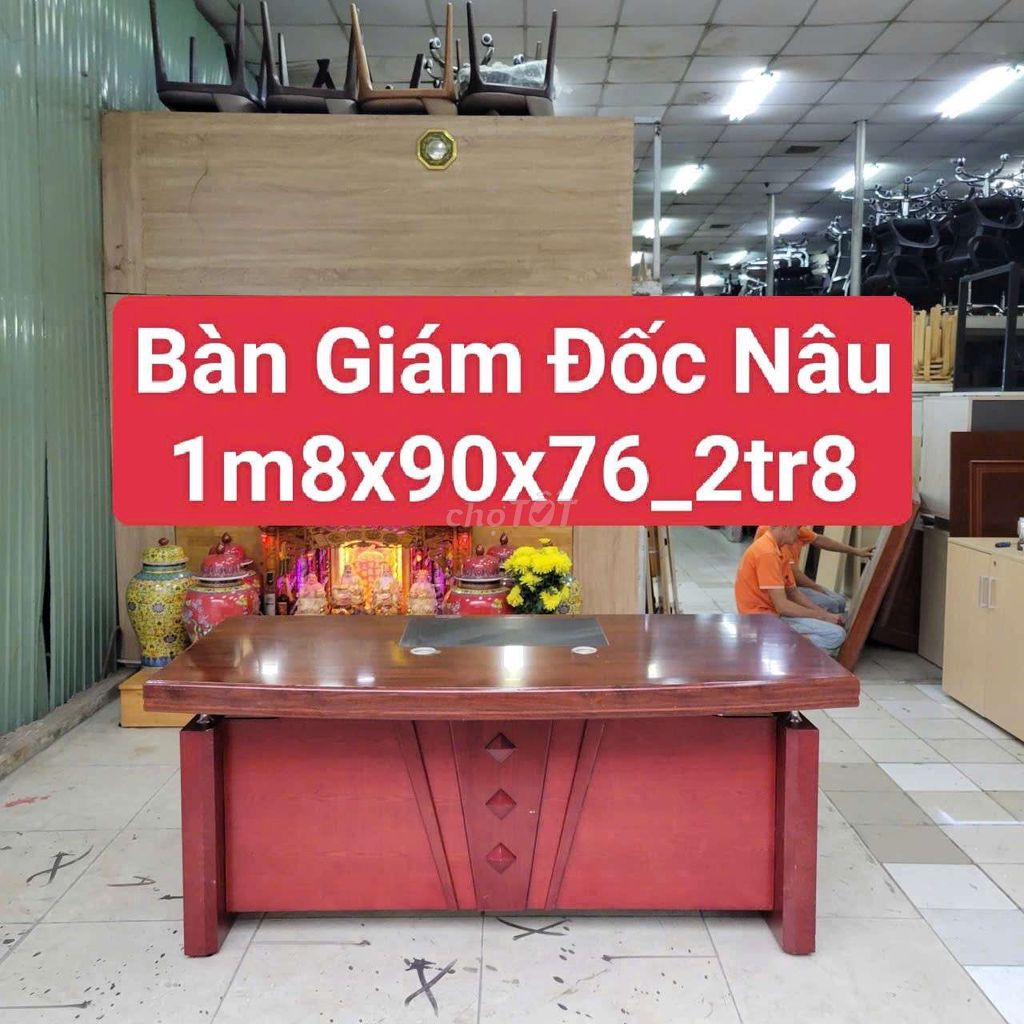 Bàn giám đốc Gỗ Nâu đỏ 1m8x90cmx76cm. Mua bán Bàn ghế tại Quận Bình Thạnh Tp Hồ Chí Minh được đăng bởi Kho Thanh Lý Phú Nhàn hình 1