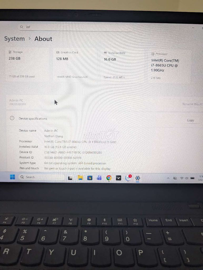 Lenovo ThinkPad X1 i7-8665U 16GB/256GB. Mua bán Laptop tại Quận Cẩm Lệ Đà Nẵng được đăng bởi Trần Ngọc Khoa hình 1