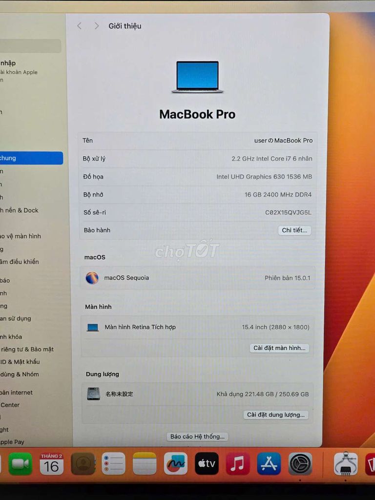 Macbook pro 2018 15inch