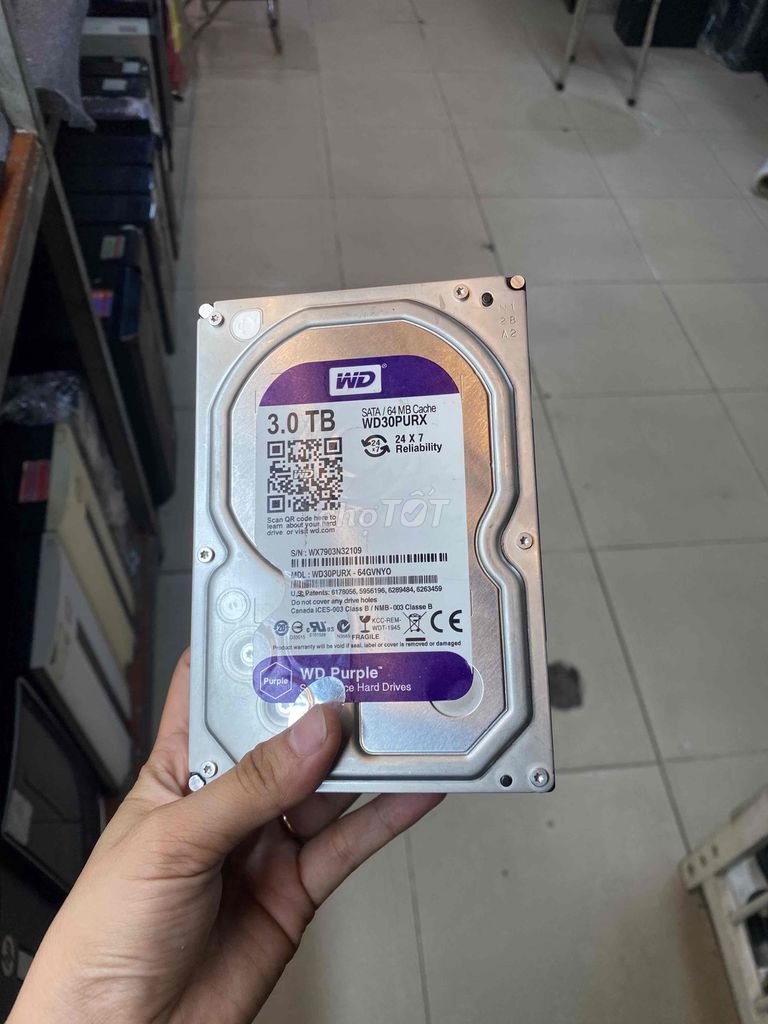 Ổ CỨNG HDD 3TB HÃNG WD TÍM CHUYÊN CAMERA PC