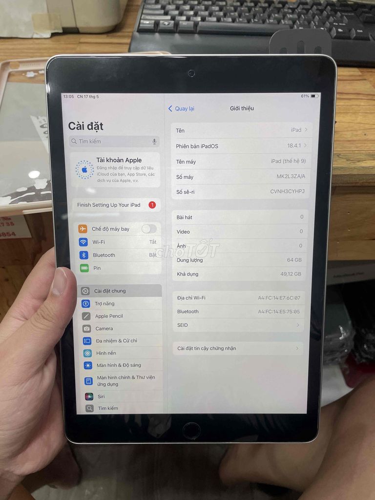 cần bán iPad Gen 9 64GB zin đẹp pin 89%. Mua bán Máy tính bảng tại Quận Thanh Khê Đà Nẵng được đăng bởi Anhh hình 1
