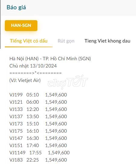 Hà Nội  - TP. Hồ Chí Minh  Chủ nhật 13/10/2024