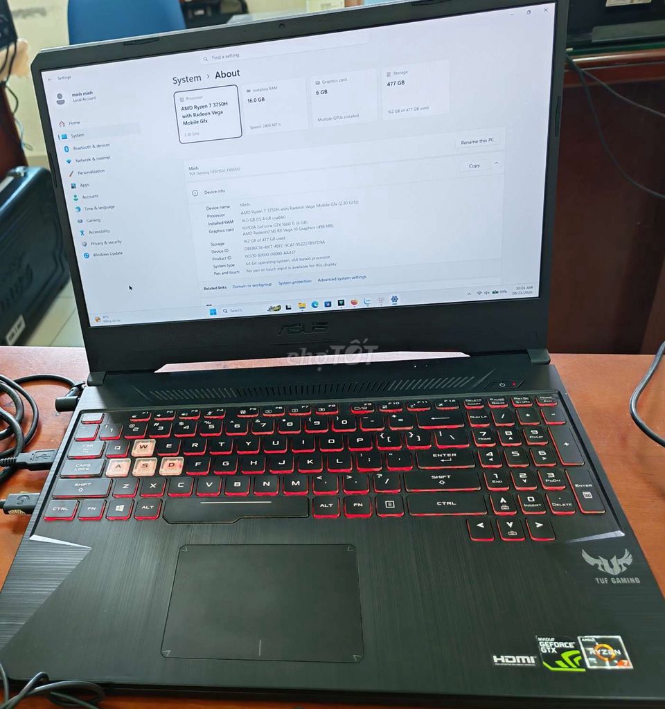 ASUS TUF Gaming Ryzen 7 16GB/512GB GTX 1660 Ti Đen. Mua bán Laptop tại Quận Gò Vấp Tp Hồ Chí Minh được đăng bởi Nam hình 1