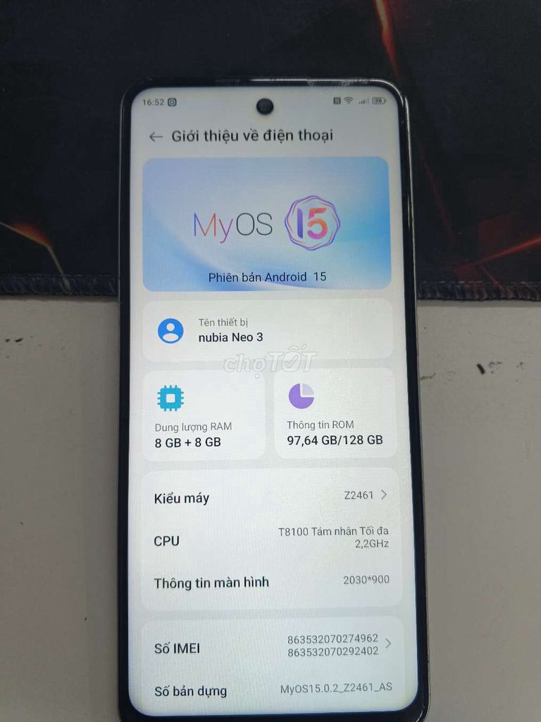 Nubia Neo 3 8GB/128GB Bạc Đã sử dụng. Mua bán Điện thoại tại Quận Gò Vấp Tp Hồ Chí Minh được đăng bởi Chí Hướng Group  hình 1