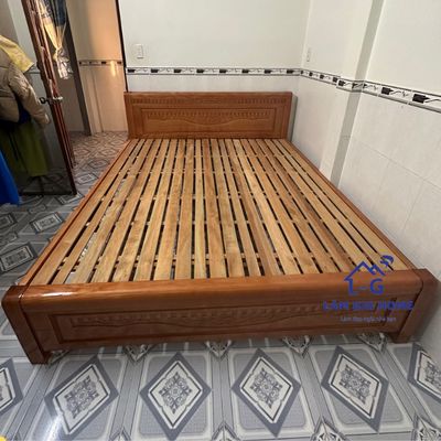 giường gỗ - gỗ sồi hàng 1m2