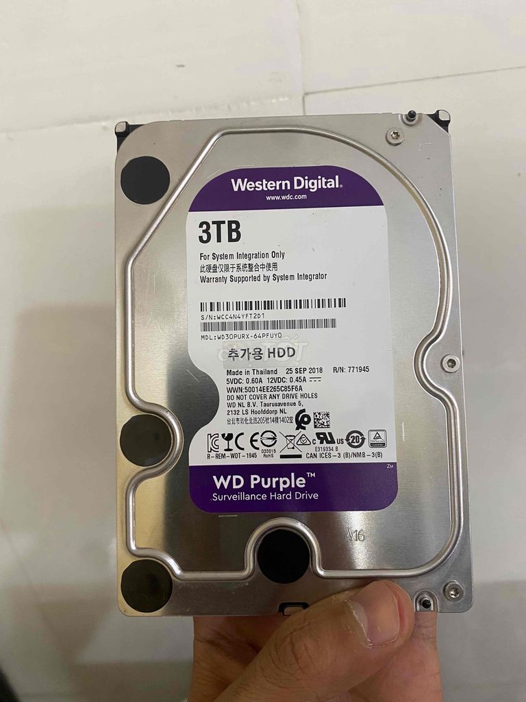 Ổ cứng hdd 3TB WD tím bảo hành 2 năm