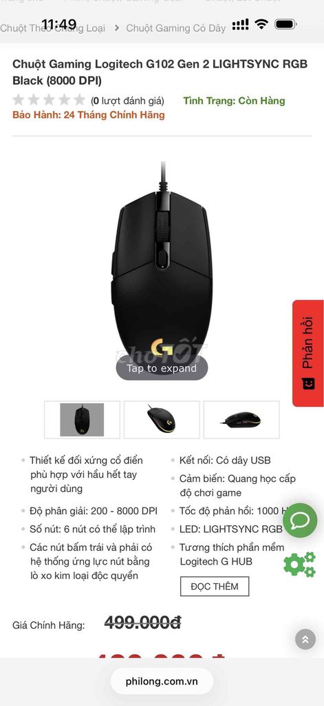 Chuột Gaming Logitech G102 Gen 2 mua tại Phi Long. Mua bán Phụ kiện (Màn hình, Chuột...) tại Quận Ngũ Hành Sơn Đà Nẵng được đăng bởi nhi hình 1