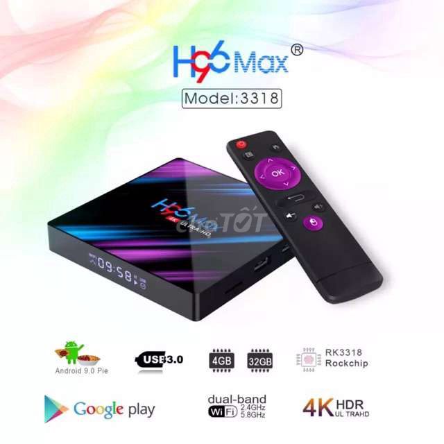 Android TV Box H96 Max 3318 4K Đen. Mua bán Tivi, Âm thanh tại Thành phố Mỹ Tho Tiền Giang được đăng bởi bo hình 1