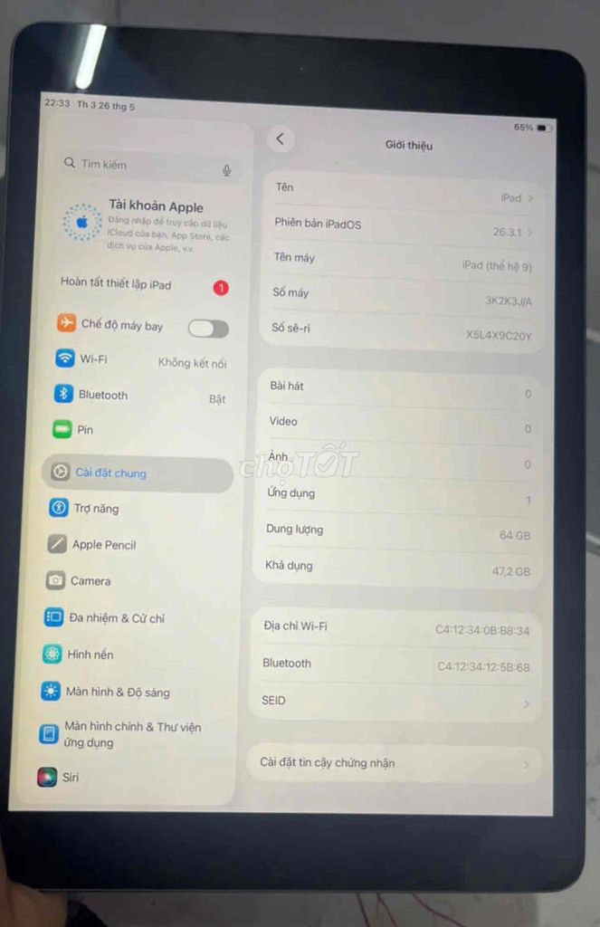 ✅ iPad GEN 9  64GB  WiFi - Máy Đẹp Like New 99%. Mua bán Máy tính bảng tại Thành phố Buôn Ma Thuột Đắk Lắk được đăng bởi Hoàng Thế Vĩnh  hình 1