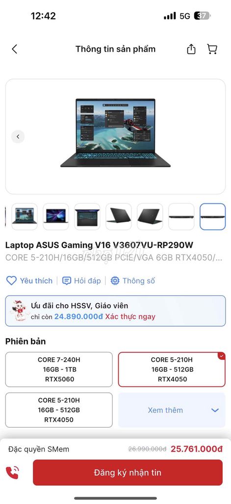 ASUS Gaming V16 V3607VU-RP290W 16GB/512GB. Mua bán Laptop tại Thành phố Bạc Liêu Bạc Liêu được đăng bởi Thành hình 1