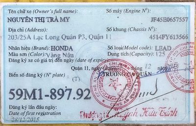 Honda Lead 2015 125cc-Vàng nâu- Chính chủ