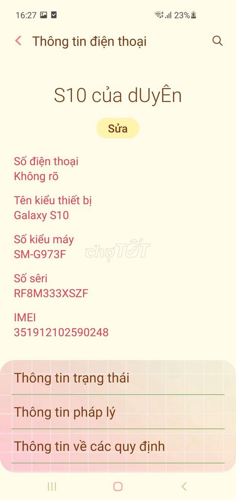 Samsung Galaxy S10 đã qua sử dụng. Mua bán Điện thoại tại Quận Phú Nhuận Tp Hồ Chí Minh được đăng bởi Thi Tuong Nguyen hình 1