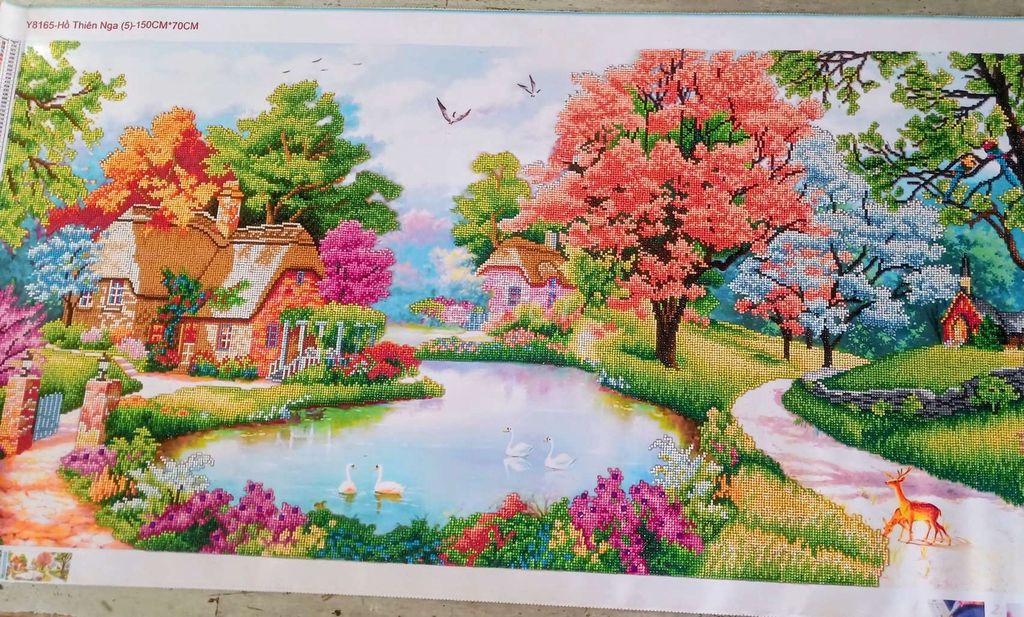 Tranh đính đá Hồ Thiên Nga Thành phẩm 150x70cm. Mua bán Đồ sưu tầm, đồ cổ tại Quận Tân Phú Tp Hồ Chí Minh được đăng bởi Suna hình 1