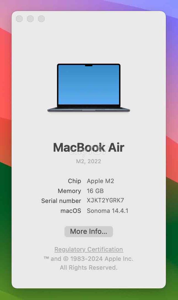 Cần pass Macbook Air M2 16GB 512GB chính hãng