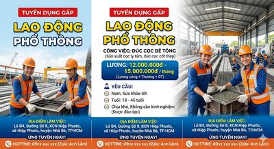 TUYỂN LĐPT ĐÚC CỌC BÊ TÔNG Ở NHÀ BÈ