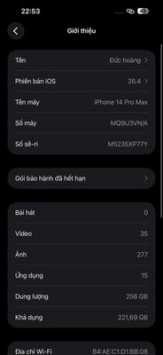 Apple iPhone 14 Pro Max 256GB Đen