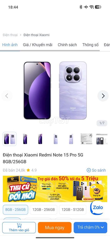 Xiaomi Redmi Note 15 Pro 5G 256GB Tím. Mua bán Điện thoại tại Quận Hải Châu Đà Nẵng được đăng bởi Nguyễn Như Truờng hình 1