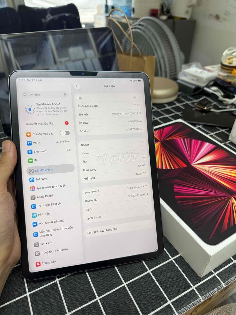 Pro M1 128gb , Pin 91%. Mua bán Máy tính bảng tại Quận Bình Thạnh Tp Hồ Chí Minh được đăng bởi Táo Care  hình 1