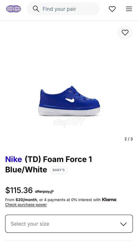 Giày trẻ em auth Nike Foam Force 1 EU 22 chân 13cm. Mua bán Mẹ và bé tại Quận 10 Tp Hồ Chí Minh được đăng bởi Góc pass đồ auth hình 1
