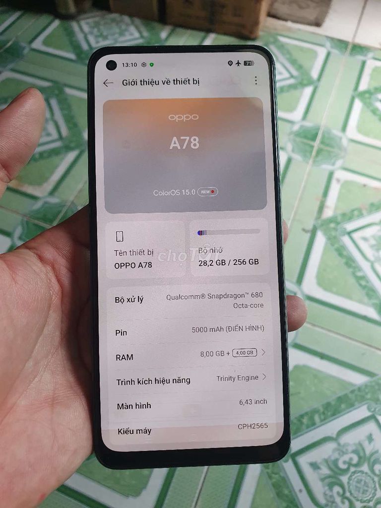 Oppo A78 256GB Đen. Mua bán Điện thoại tại Quận Bình Thạnh Tp Hồ Chí Minh được đăng bởi Qà hình 1
