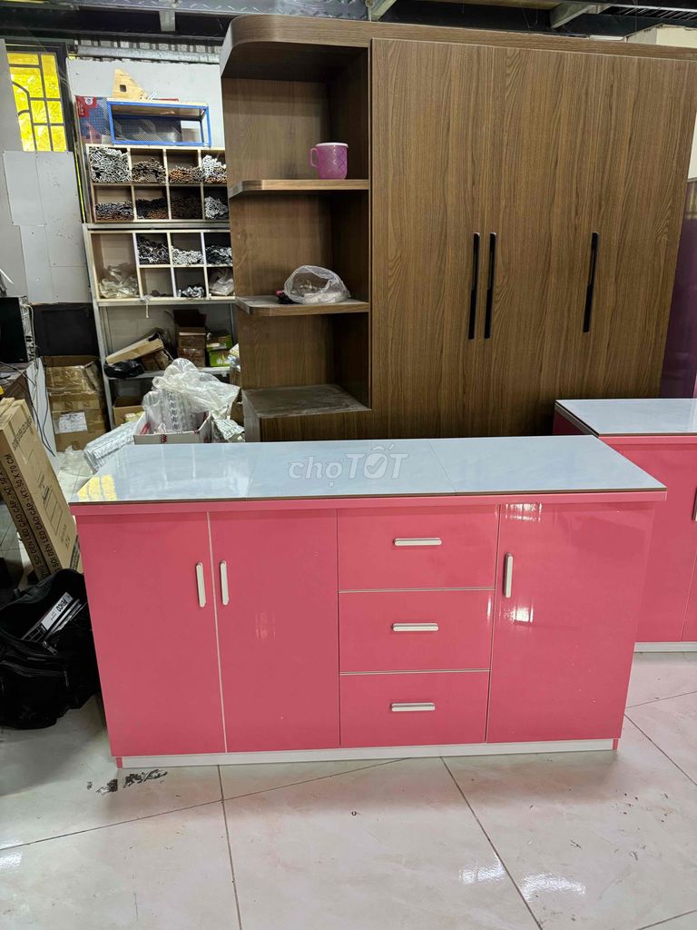 Tủ bếp Nhựa Đài Loan, mặt gạch men kt 160cm. Mua bán Tủ, kệ gia đình tại Quận Bình Thạnh Tp Hồ Chí Minh được đăng bởi Nội Thất Gia Đình hình 1