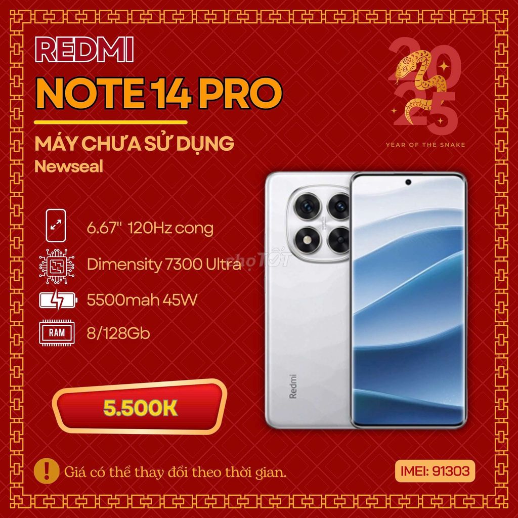 🏆REDMI NOTE 14 PRO NEWSEAL TRẮNG TÍM