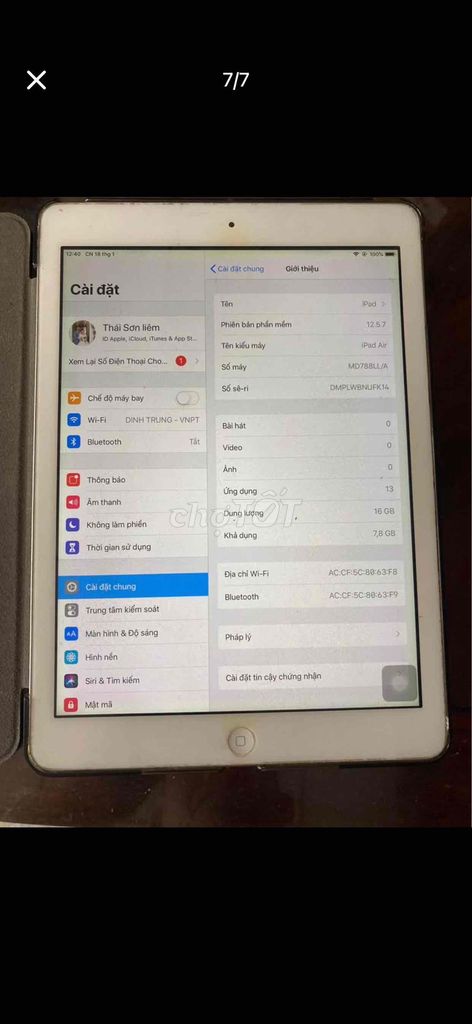 Apple iPad Air 16GB Vàng. Mua bán Máy tính bảng tại Thị xã An Nhơn Bình Định được đăng bởi mr liêm hình 1